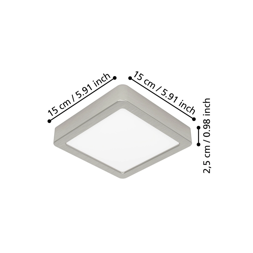 Led plafonnière Fueva 6 vierkant - rvs - 15x15cm Eglo 9008606330263