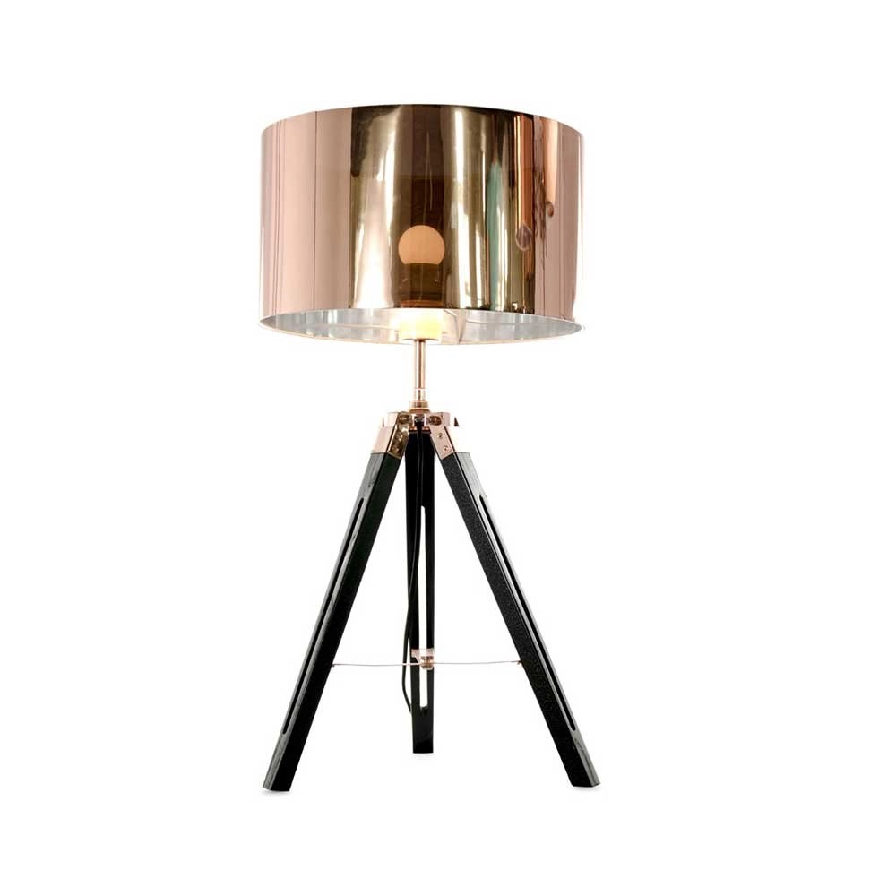 Tripod tafellamp Jewel 67cm zwart met roodkoper