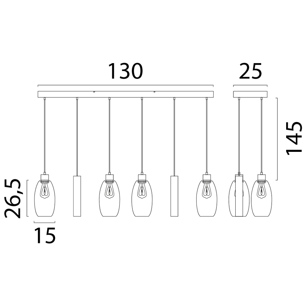 Glazen hanglamp Olive 4x Ø 15cm - 2x Run - zand Masterlight 8718121393636