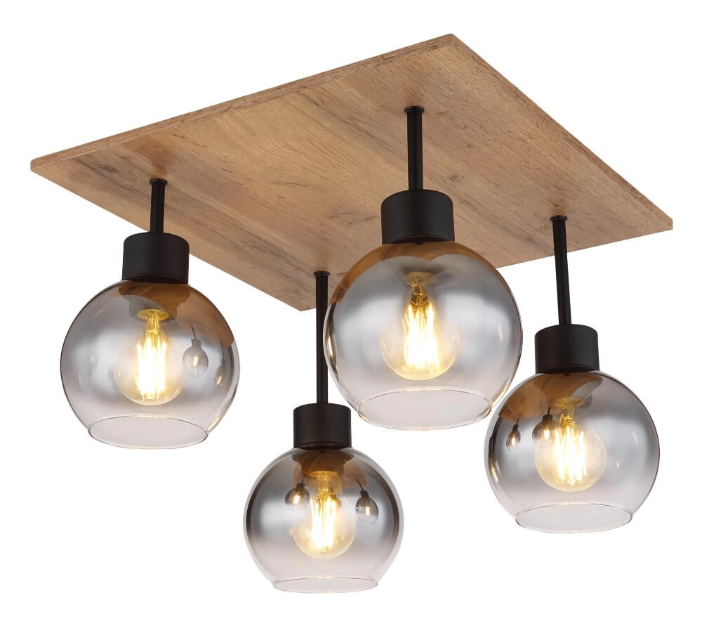 Landelijke plafondlamp Moitas 4-lichts vierkant