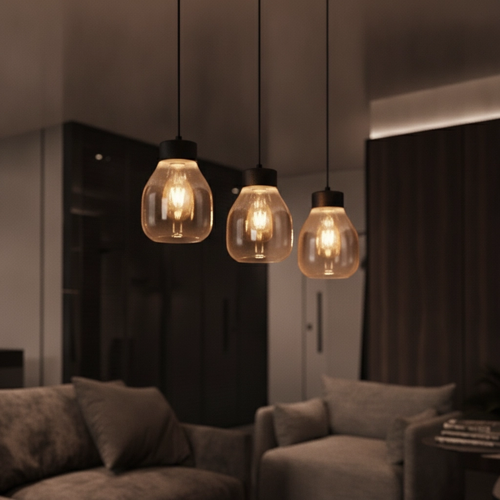 Hanglamp Blacu 3-lichts zwart recht