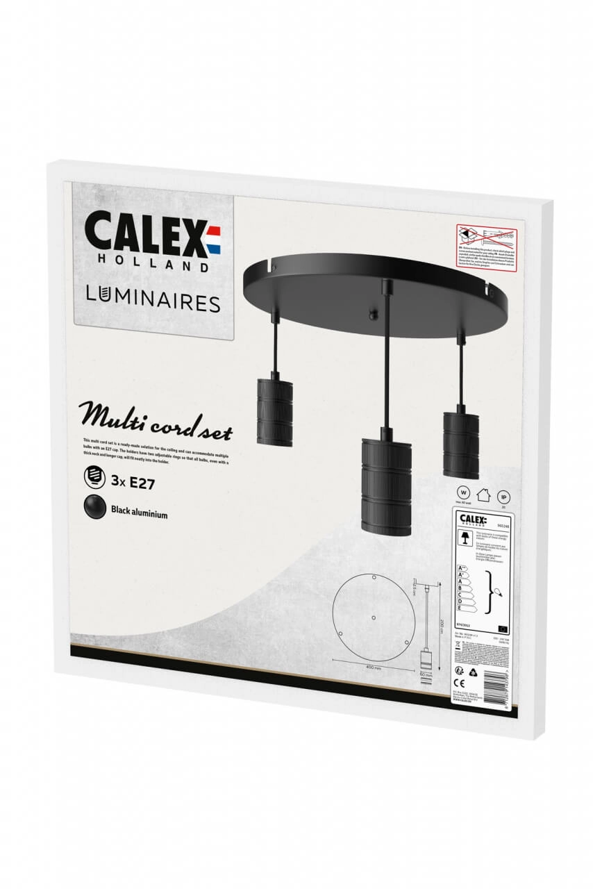 Triple Pendel Cord Disc 3-lichts 40cm zwart Circle 8712879143796