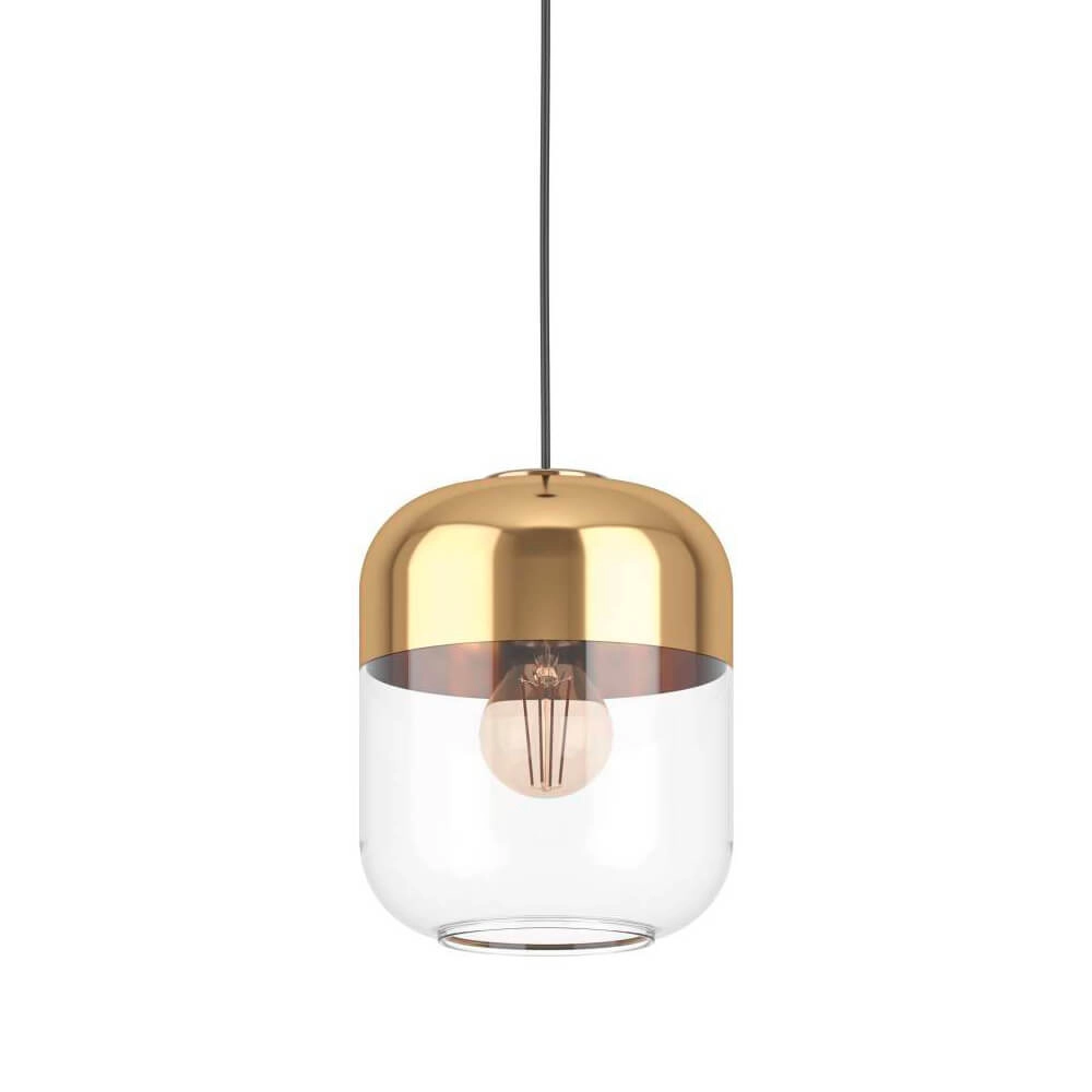 Gouden hanglamp Maryvilla met glazen kap