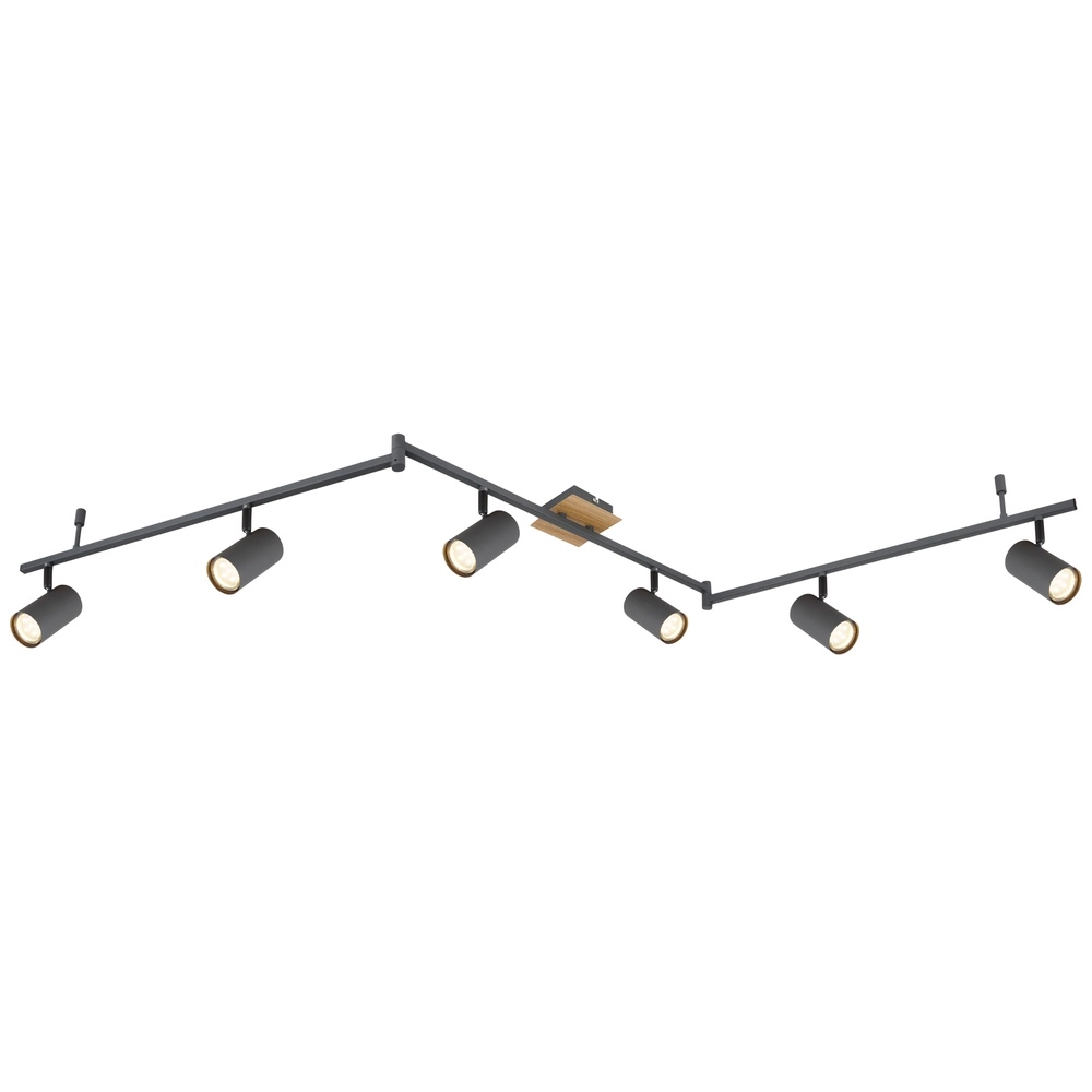 Plafondlamp Robby 6-lichts grafiet