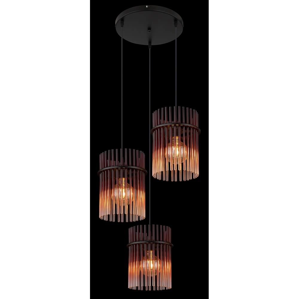 Zwarte hanglamp Gorley met rood glas Ø 47cm Globo 9007371468966