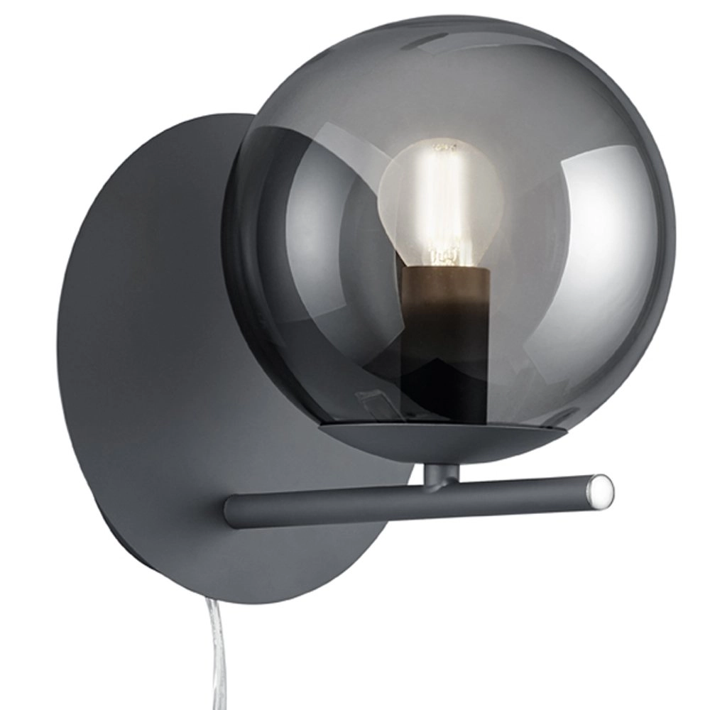 muur licht Pure antraciet met smoke glas