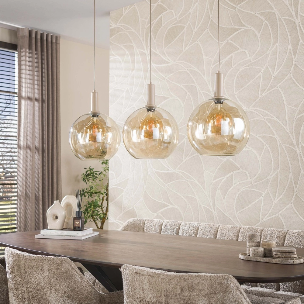 Design hanglamp Sfera 3-lichts zand bruin Lyora 8716803515147
