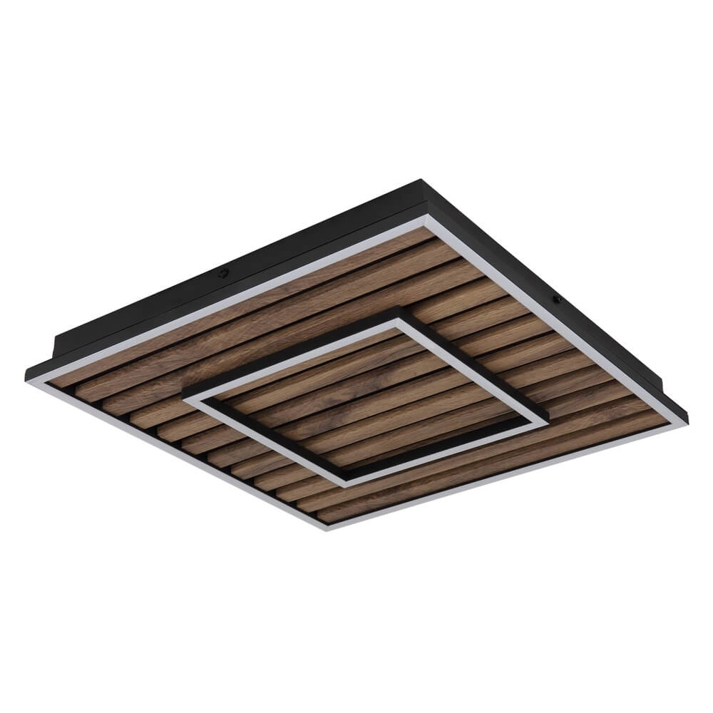 Plafondlamp Woody zwart met hout vierkant Globo 9007371510573