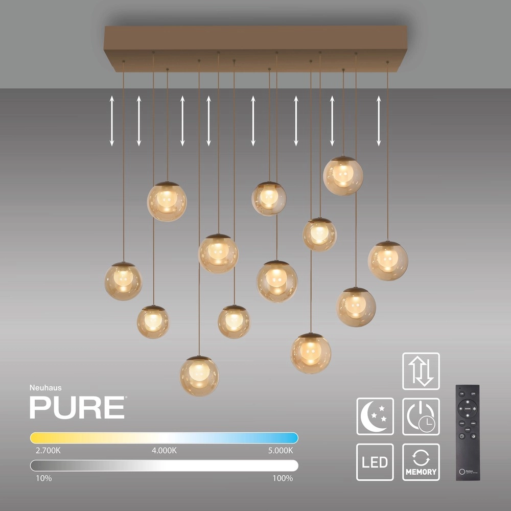 13-lichts hanglamp Pure Popup bronce Paul Neuhaus 4012248398319