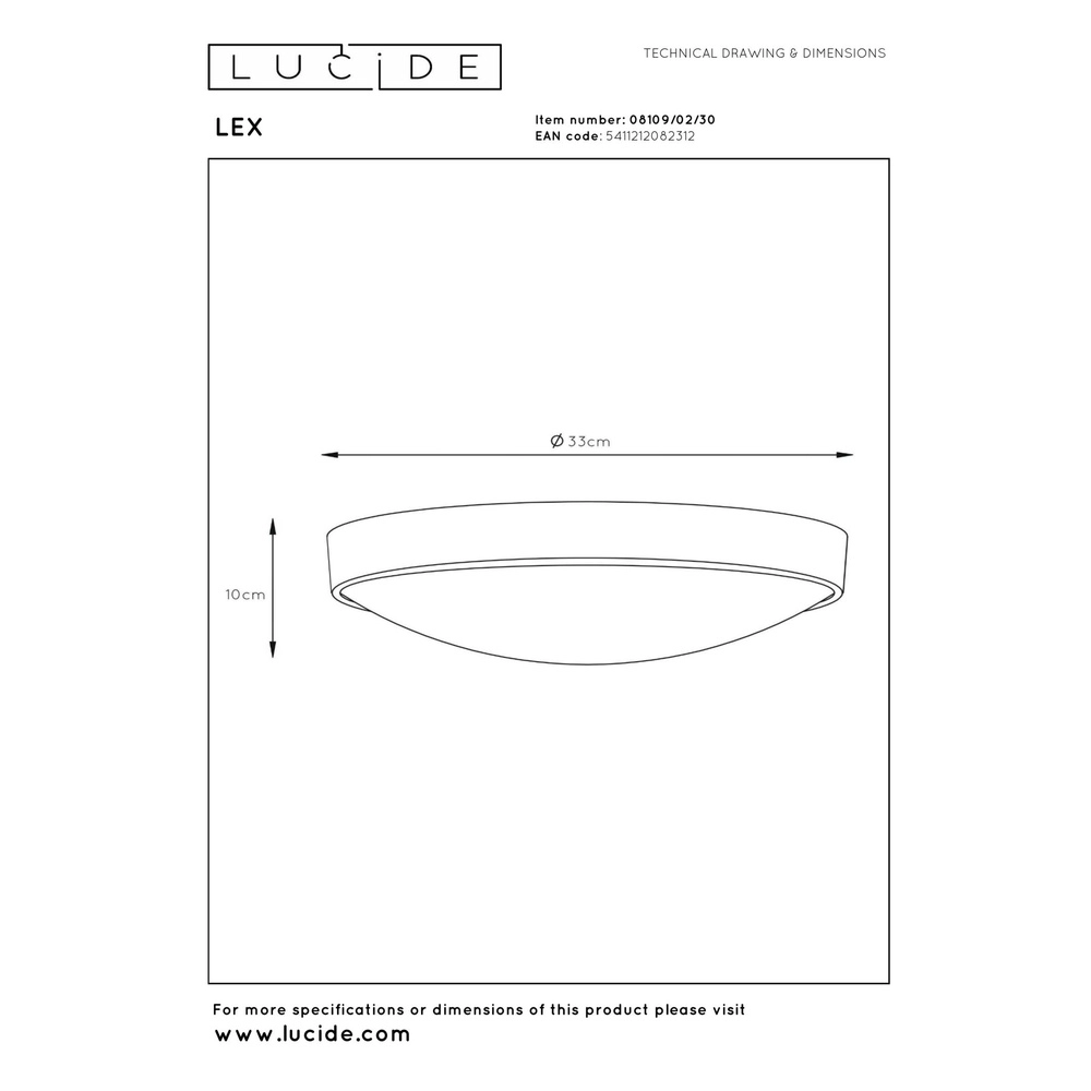 Plafonniere Lex Ø 33cm zwart Lucide 5411212082312