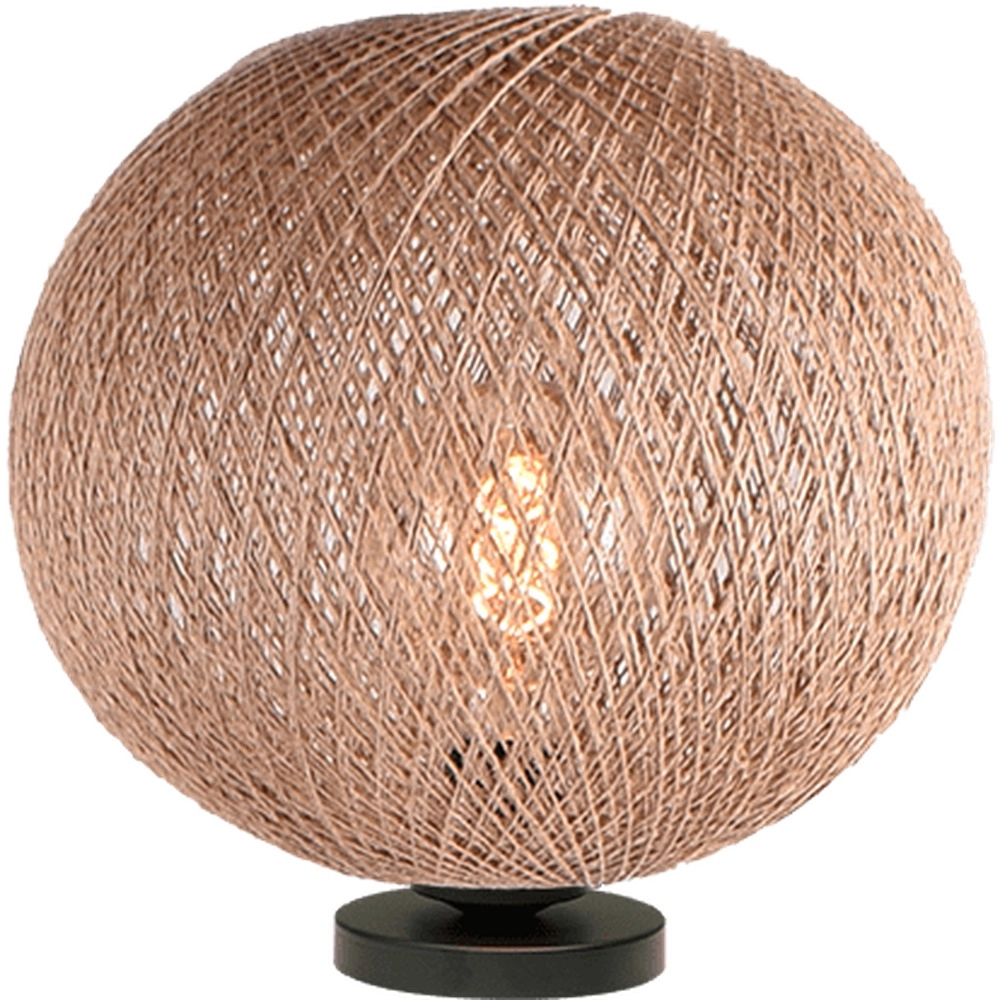 Tafellamp Corda zwart met rotan Ø 30cm