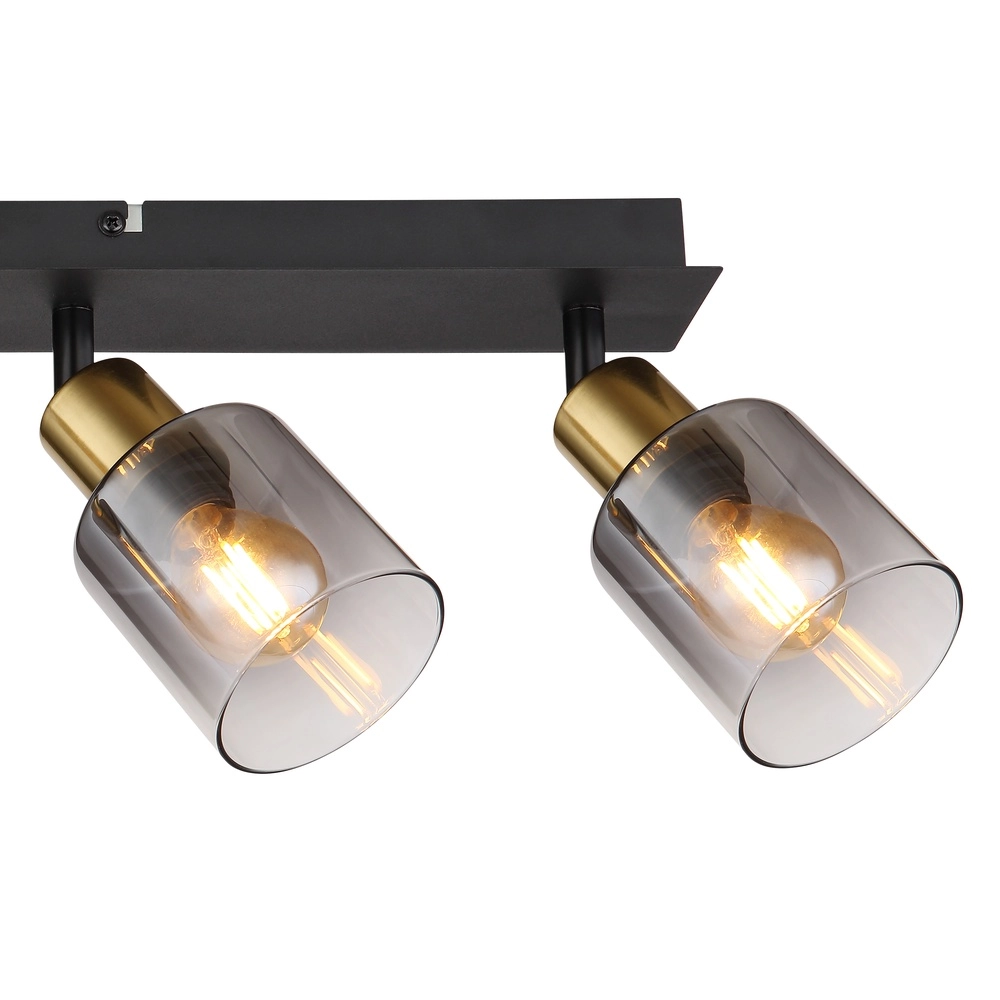 4-lichts plafondlamp Hollsy zwart met smoke glas Globo 9007371451852