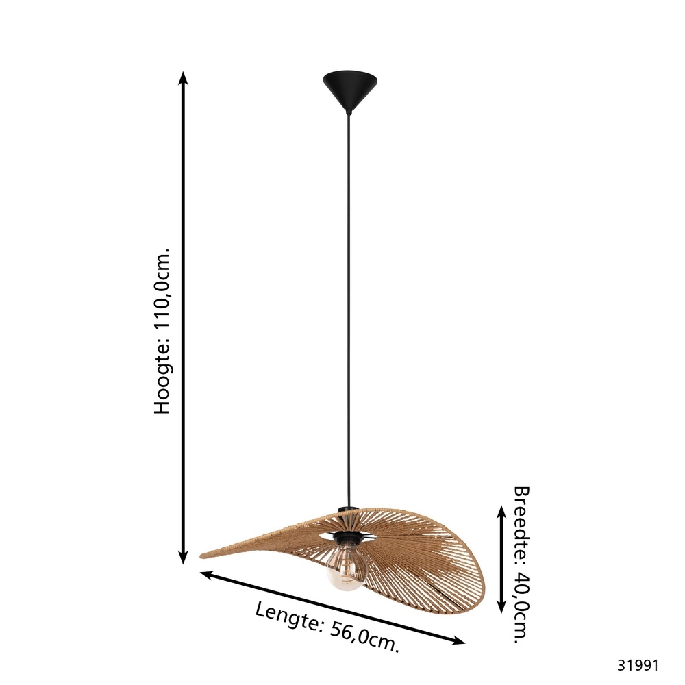 Rotan hanglamp Siruela 56cm - 1x E27 Eglo 9002759319915