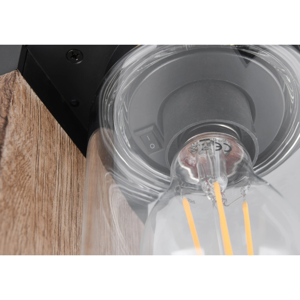 Tuinlamp Ardila zwart met hout 100cm Trio 4017807603453