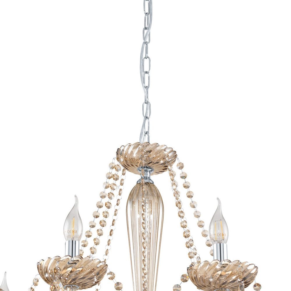 Cognac kroonluchter Basilano 8-lichts 82cm Eglo 9002759390938