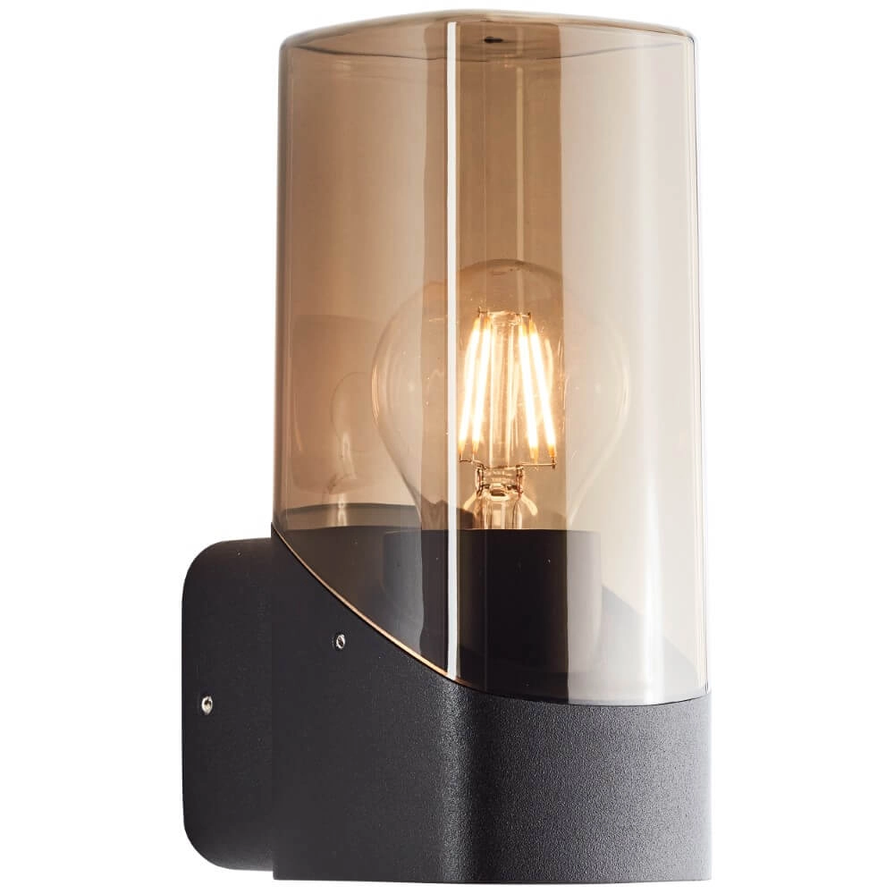 Zwarte wandlamp Minou met smoke glas