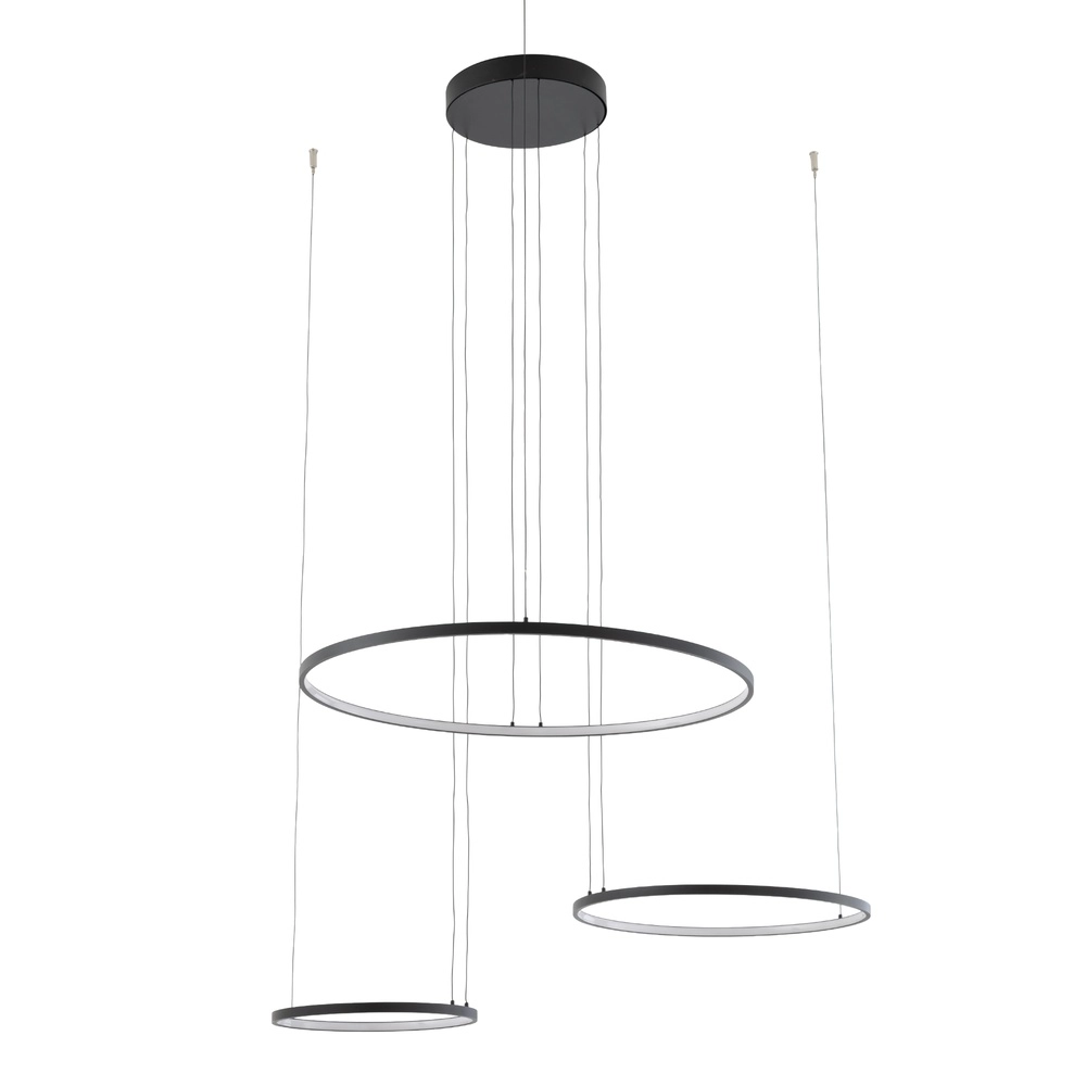 Design hanglamp Circolo Led 3 ringen zwart Lyora 5903139116480