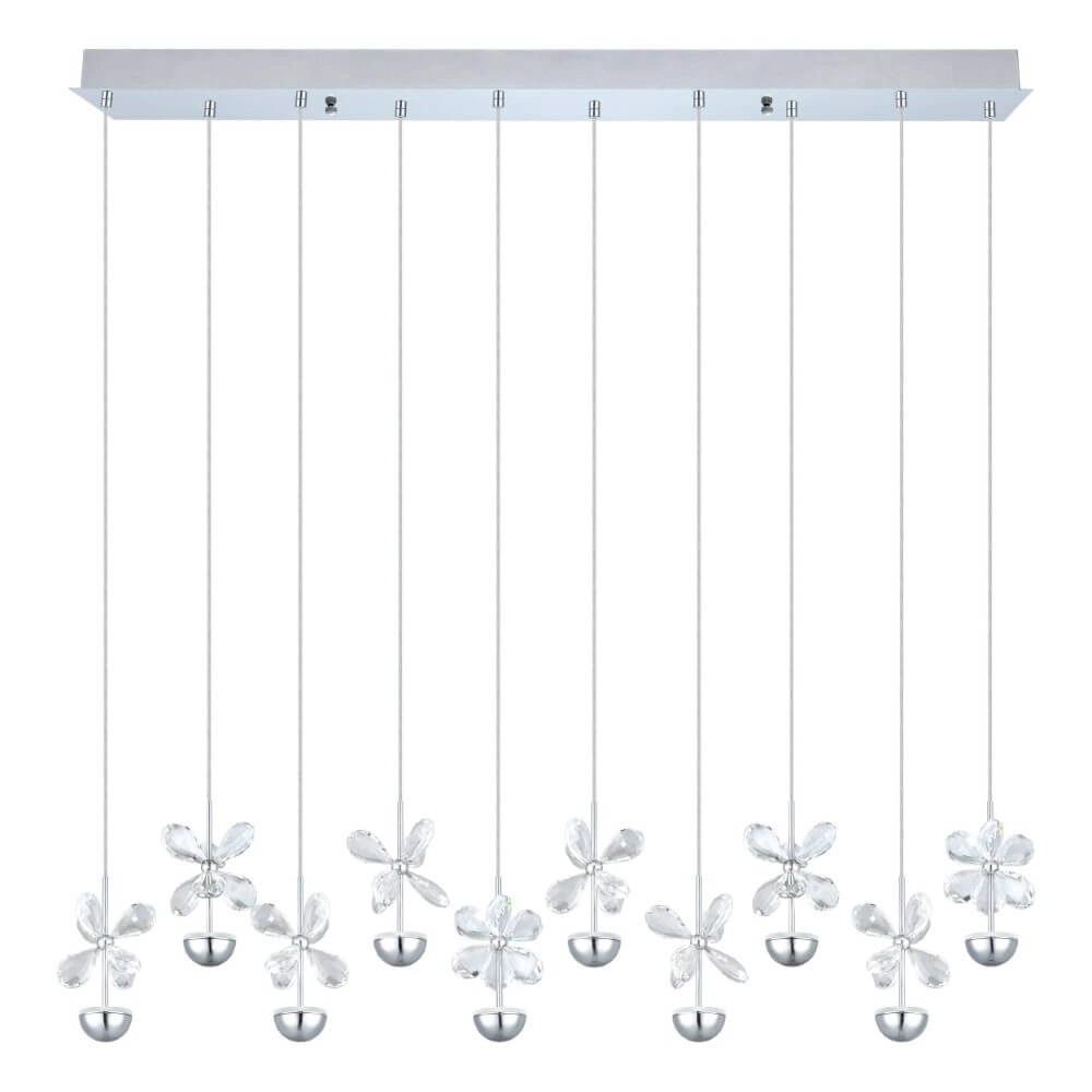 Unieke hanglamp Pianopoli bloemetjes chroom
