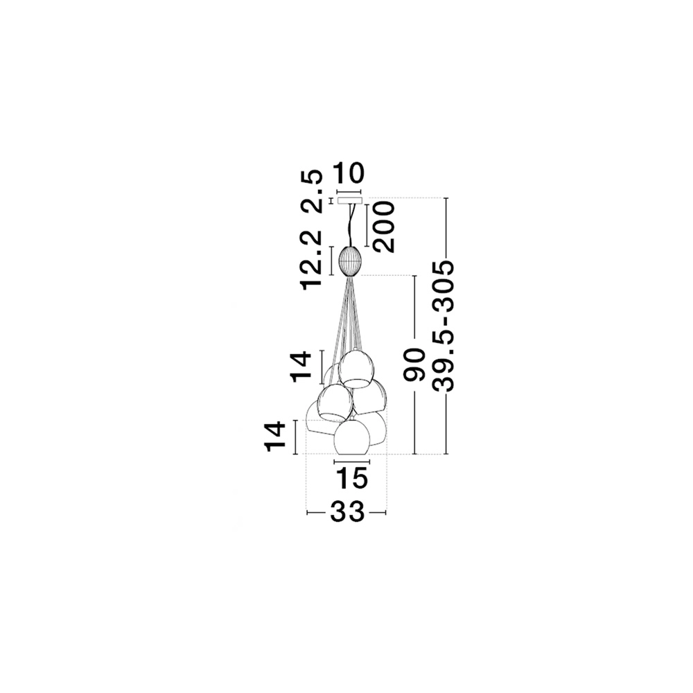 Gekleurde hanglamp Meline 7-lichts Lyora 5212017474001
