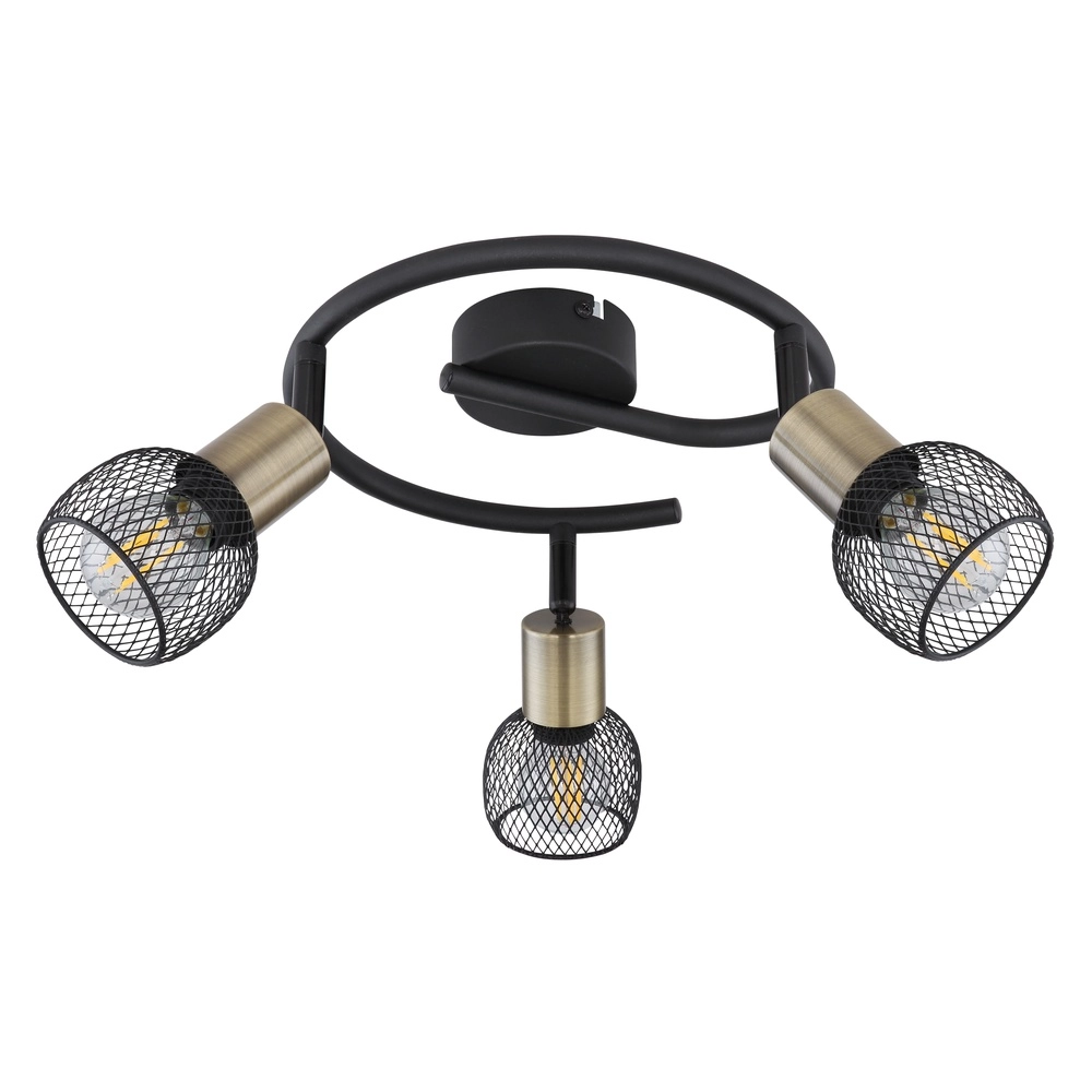 Plafondlamp Fiastra 3-lichts zwart met gaas Globo 9007371427116