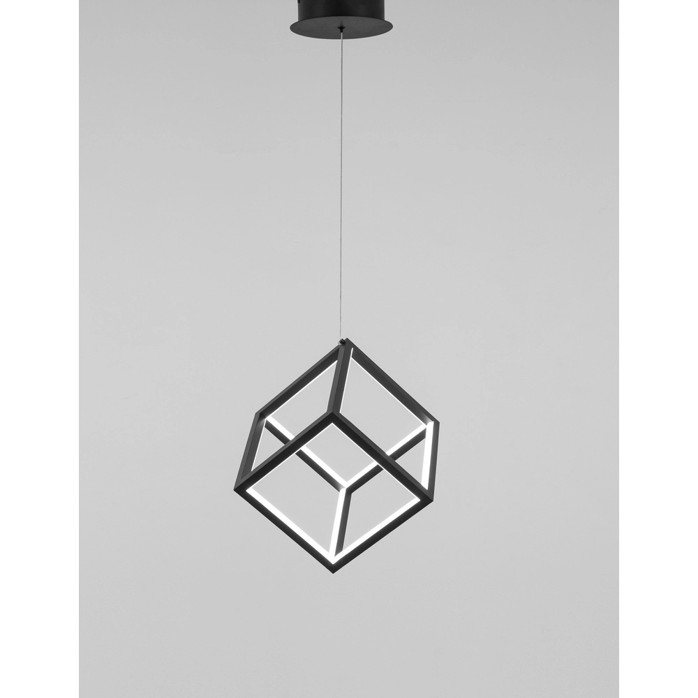 Vierkante hanglamp Gabbia zwart