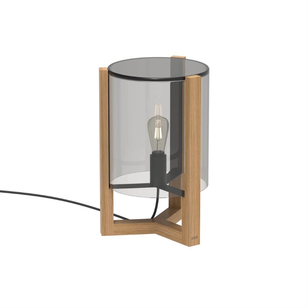 Tafellamp 50cm Tristar teak met smoke glas