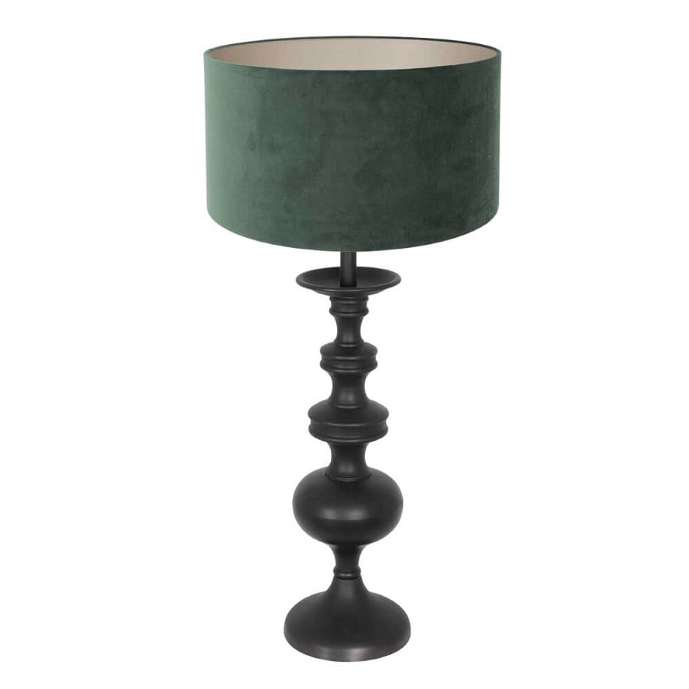 Klassieke schemerlamp Lyons C met groene velours kap
