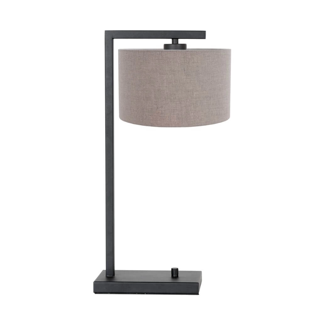 Landelijke schemerlamp Stanger zwart met taupe