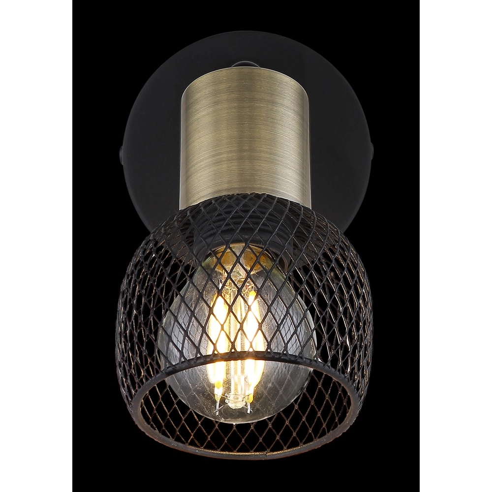Wandlamp Fiastra zwart met gaas Globo 9007371424115