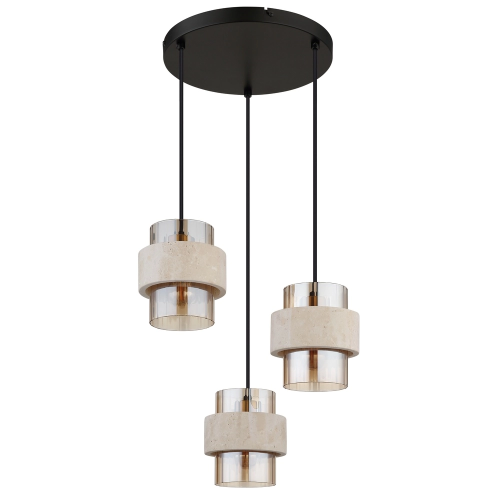 3-lichts hanglamp Daren zwart met marmer Globo 9007371589654