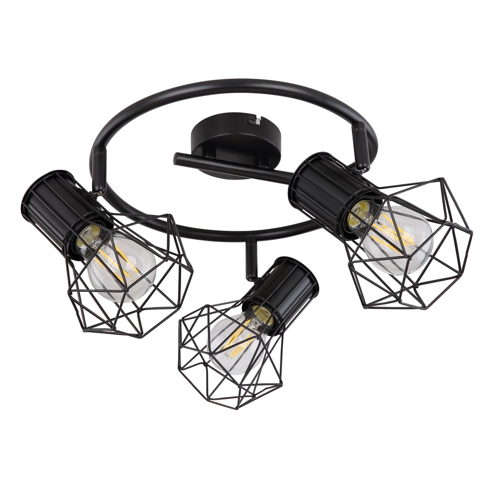 Ronde plafondlamp Priska 3-lichts zwart Globo 9007371403172