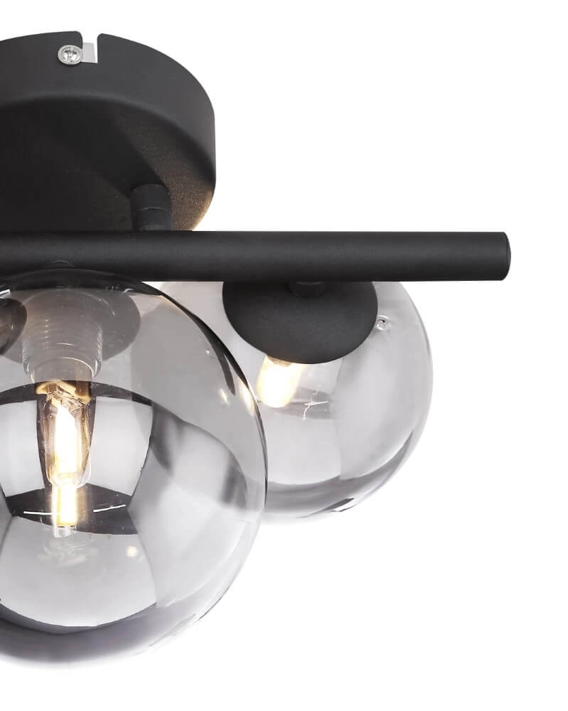 Zwarte plafondlamp met smoke glas Riha Globo 9007371396030