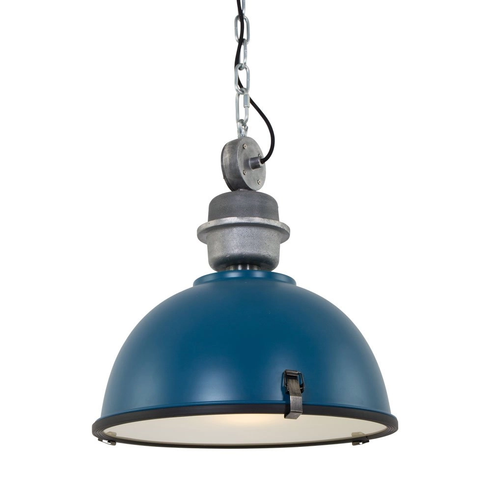 Hanglamp Bikkel blauw met metaalgrijs