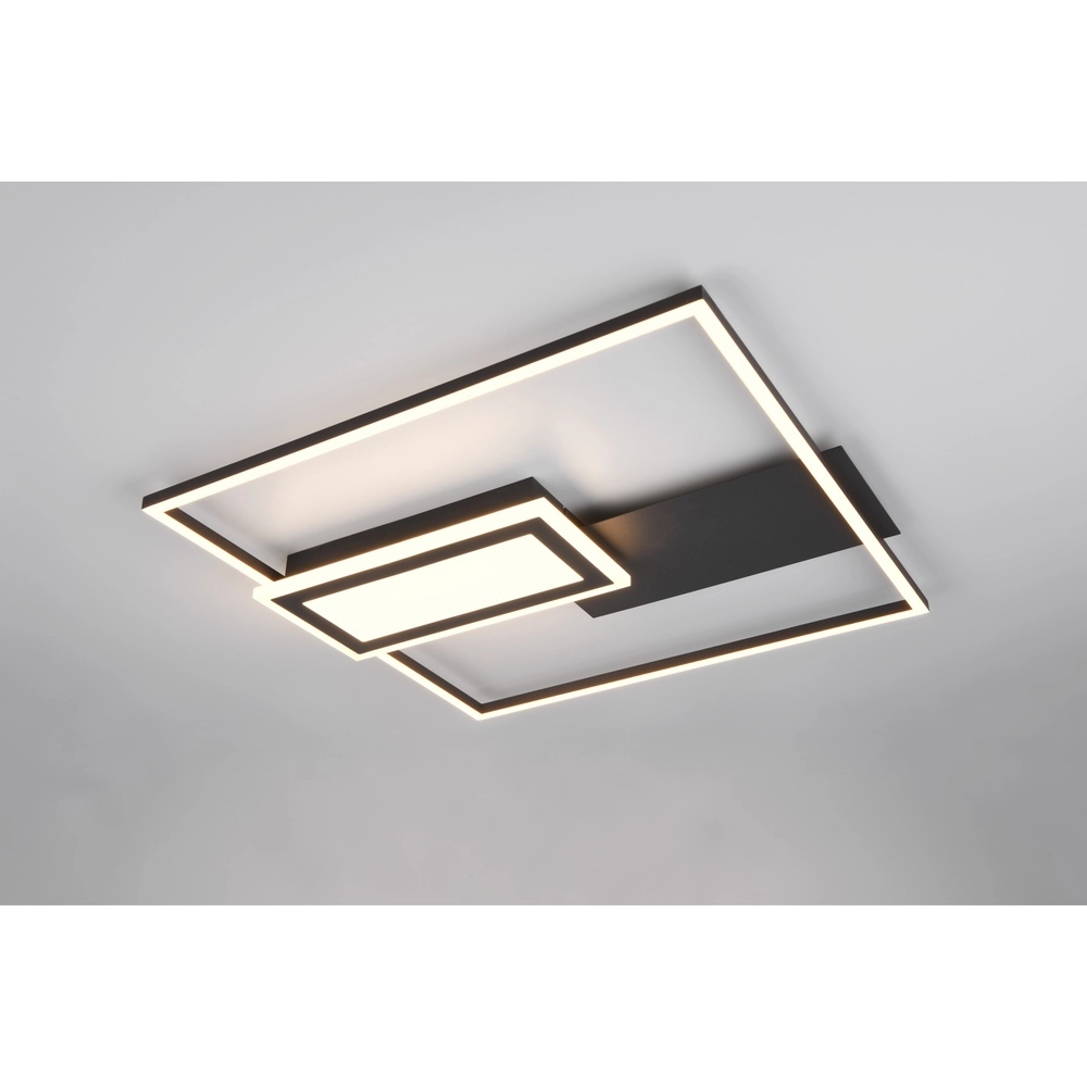 Vierkante plafondlamp Spiro zwart 50cm Trio 4017807612455