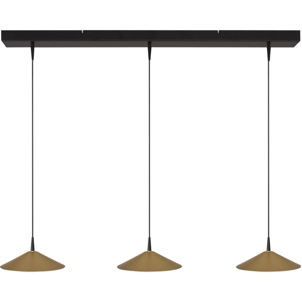 3-lichts hanglamp Ceppo zwart met goud Ø 22cm