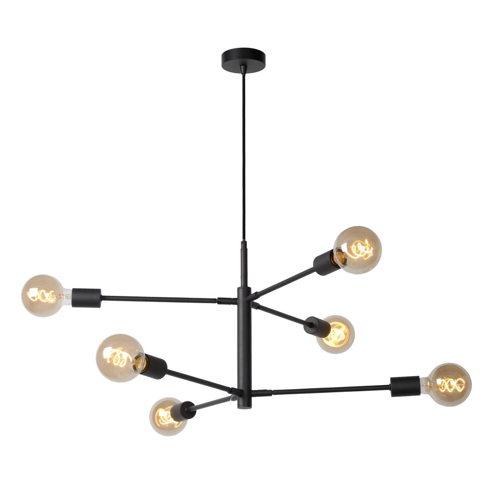 Hanglamp Lester zwart 6-lichts Lucide 5411212211330