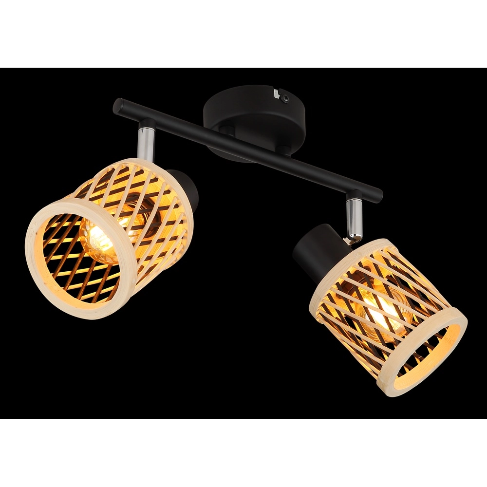 Wandlamp Mali 2-lichts zwart met kapjes Globo 9007371531714