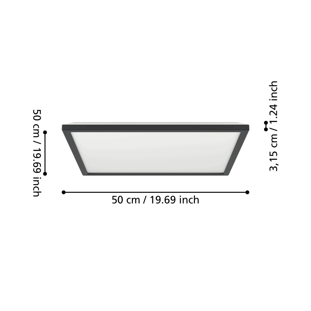 Badkamer lamp met remote Rovito-R vierkant - zwart - 50x50cm Eglo 9008606330010
