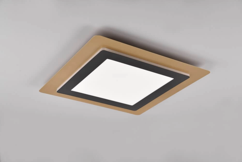 Vierkante design plafondlamp Morgan zwart met goud Trio 4017807574401