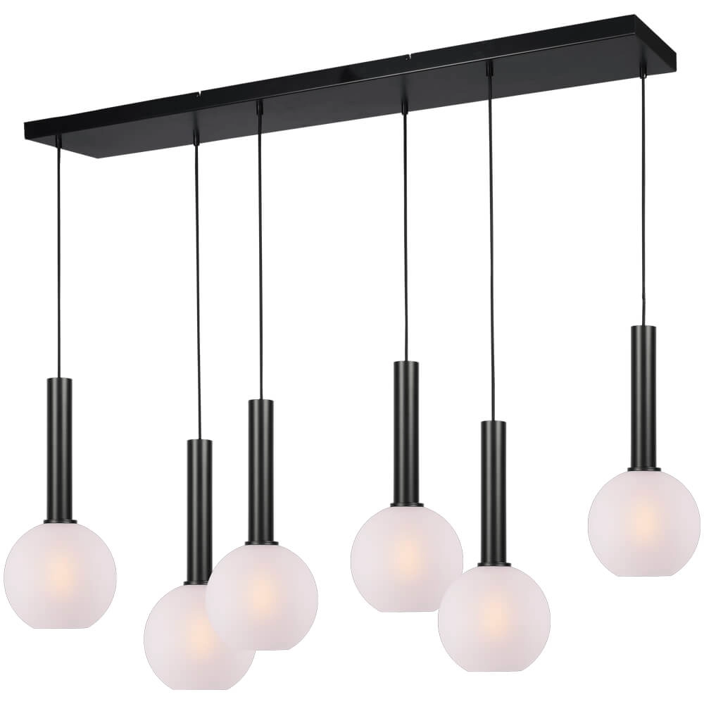 6-lichts hanglamp Bella 2 met wit glas