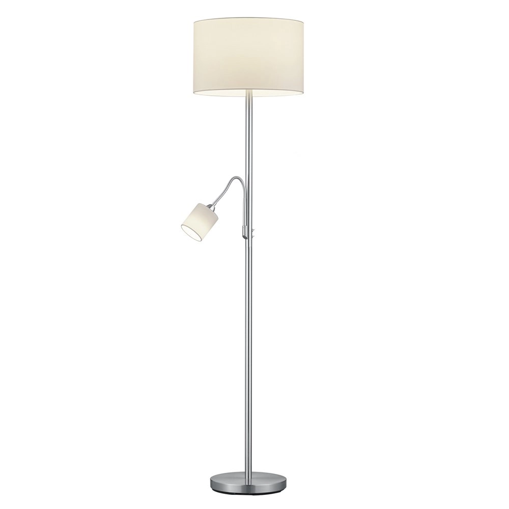 Leeslamp Hotel 2-lichts metaalgrijs met witte kap