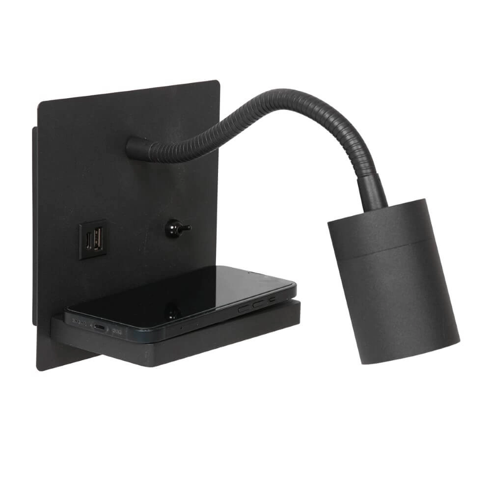 Bedlamp zwart Upround met oplader en usb