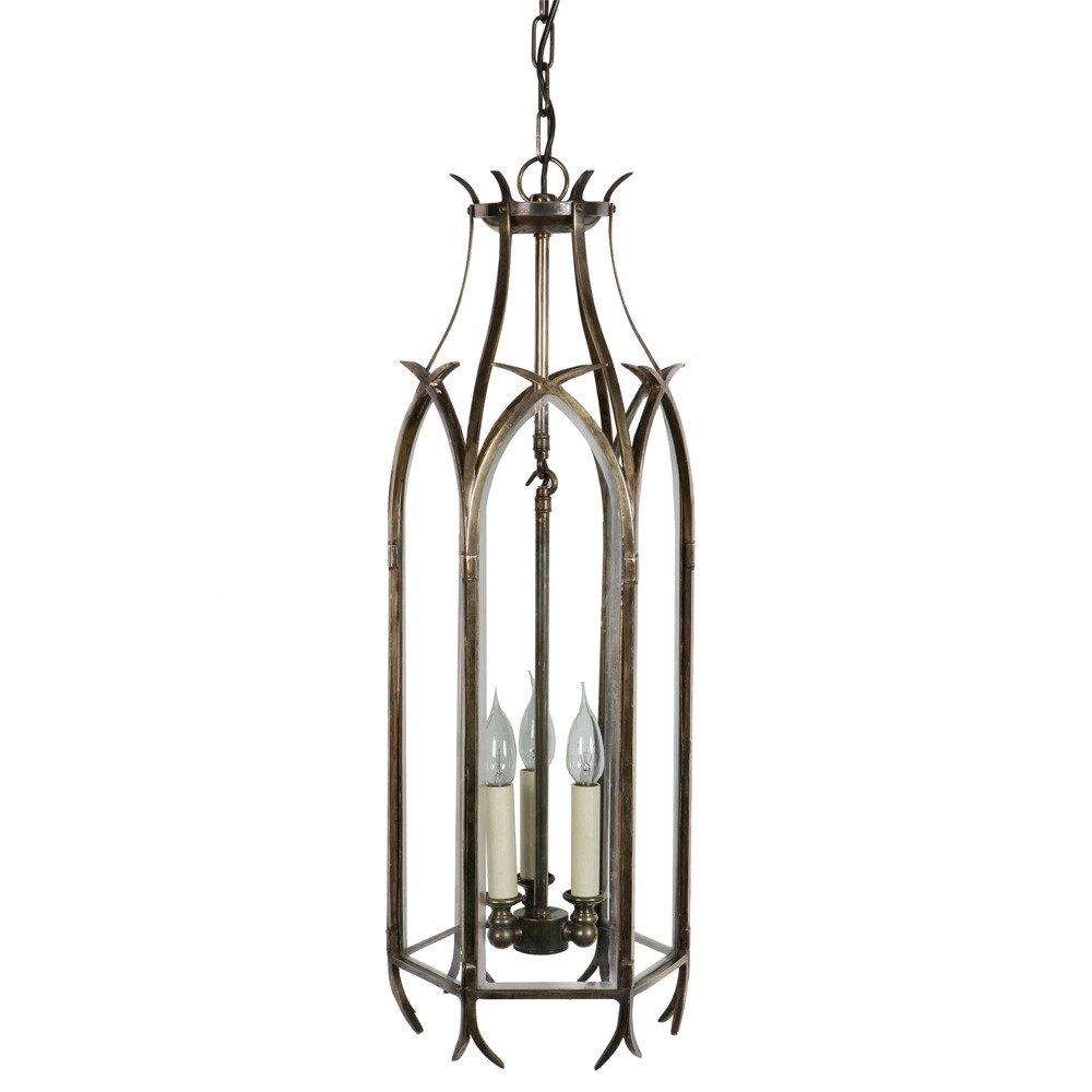 Antieke hanglamp Gothic 3-lichts - antiek koper (ANT)