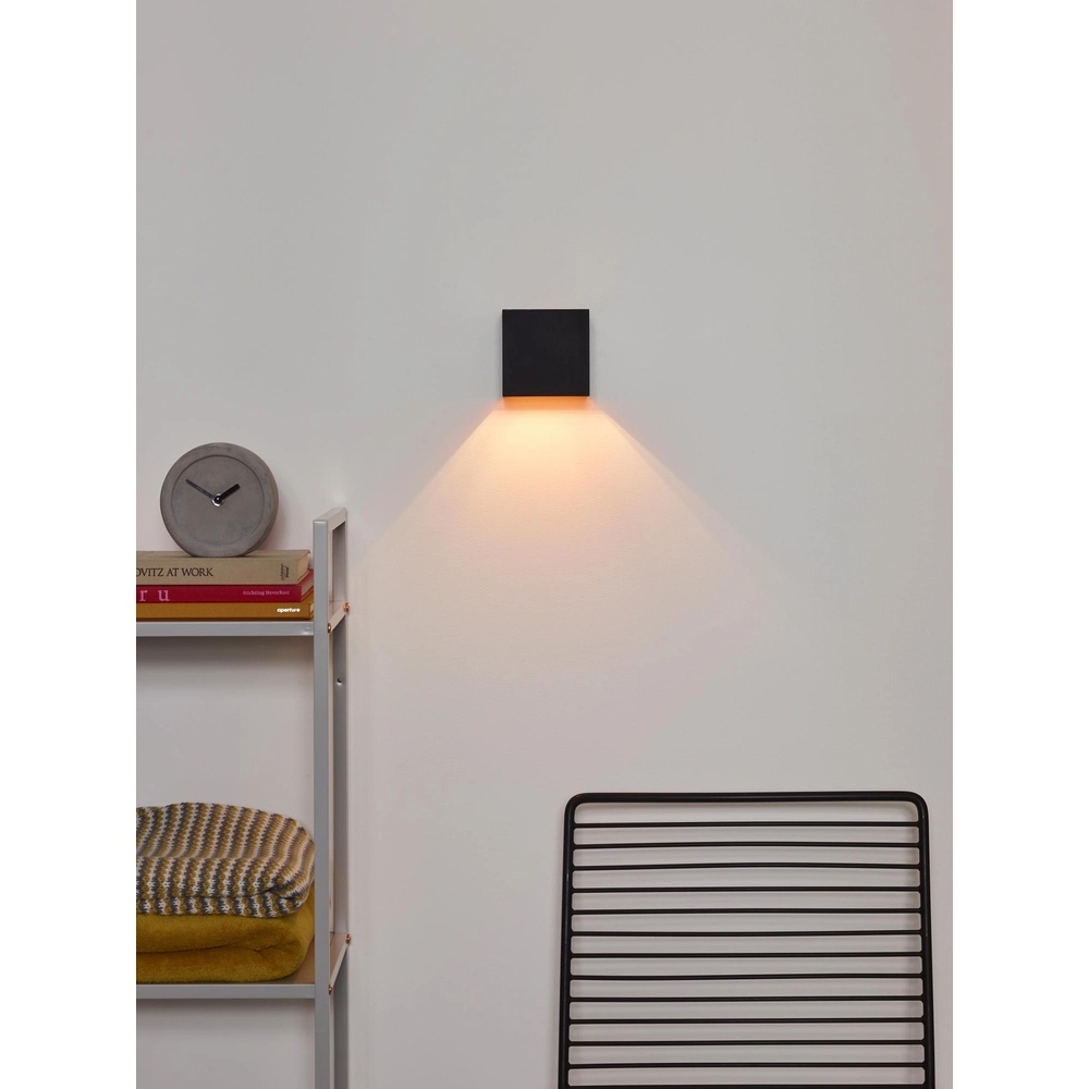 Vierkante wandspot Xio 2700K zwart Lucide 5411212091994