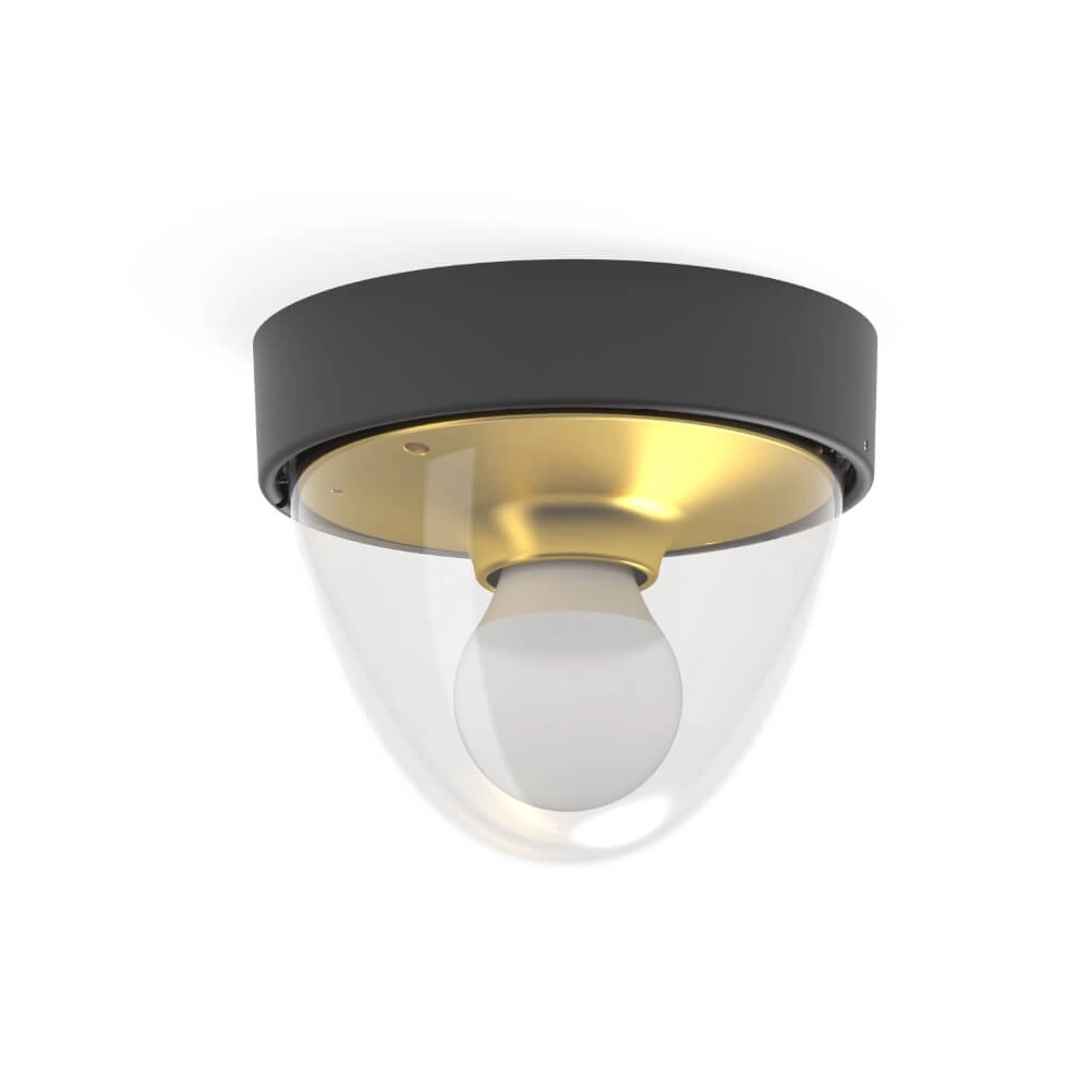 Zwarte plafondlamp Nook met gouden binnenkant