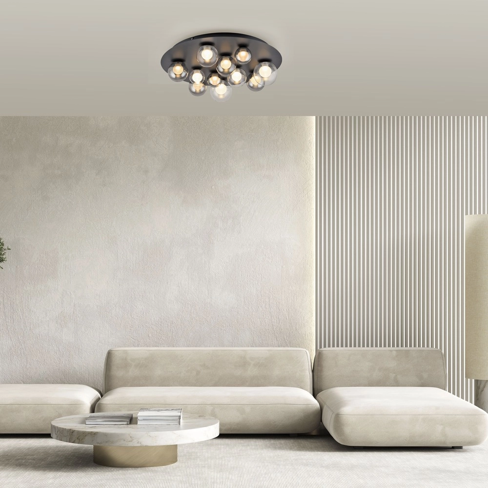 11-lichts plafondlamp Pure Popup Mystic grey met smoke glas Paul Neuhaus 4012248397176