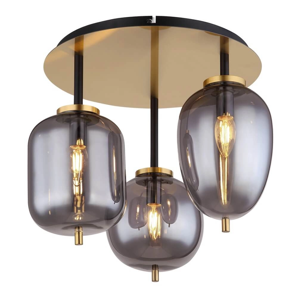 Gouden plafondlamp Blacky I 3-lichts