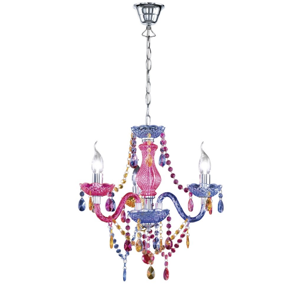 Lamp Luster Crystal 40cm 3-lichts gekleurd transparant