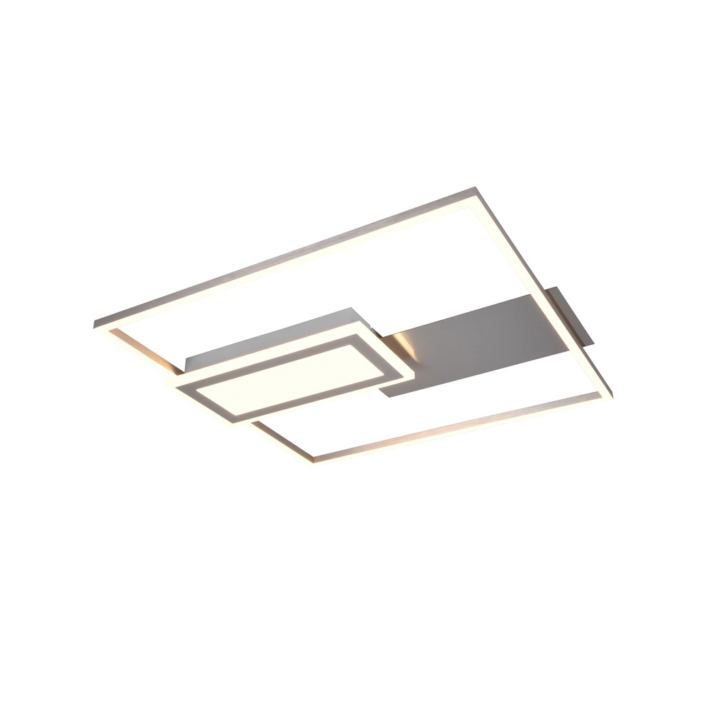 Vierkante plafondlamp Spiro nikkel 50cm