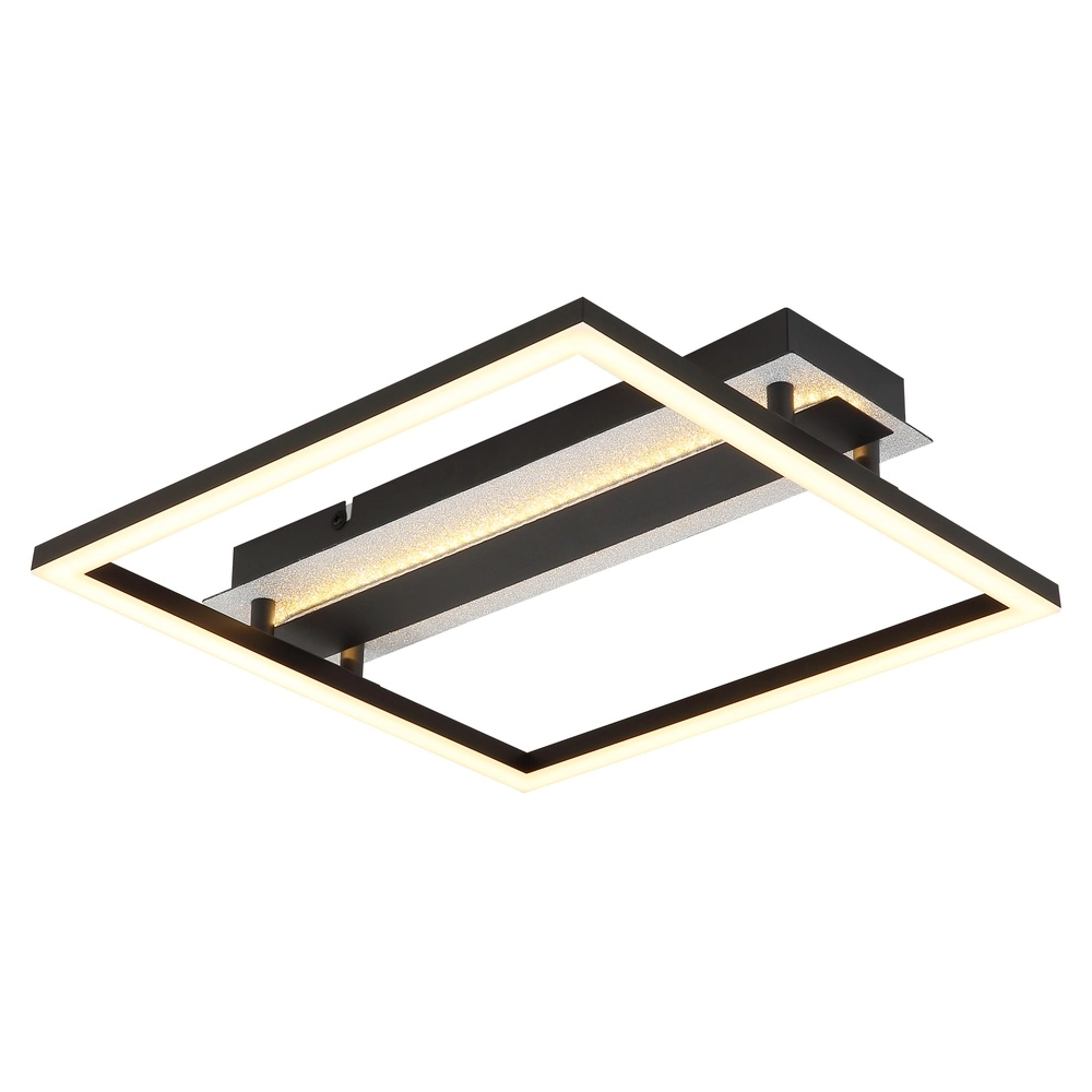 Vierkante plafondlamp Estrada zwart